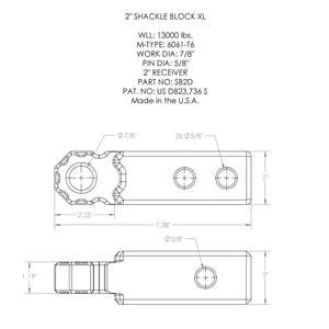 Hitch Shackle Block 2" Kit w/ D-Ring & Hitch Pin